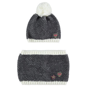 Júnior - Conjunto de gorro y bufanda de punto centrado con insignias  Main Júnior - Conjunto de gorro y bufanda de punto centrado con insignias
