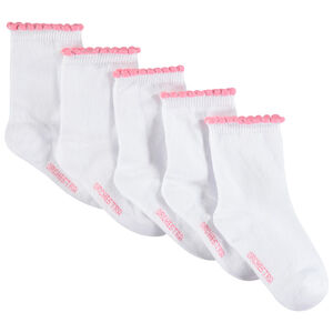 Pack de 5 pares de calcetines blancos con borde acanalado fantásticos 
