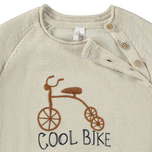 Jersey de punto con bordado de triciclo en relieve para bebé niño 
