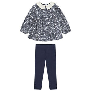 Conjunto 2 piezas con blusa estampada de flores para bebé niña 