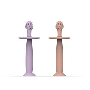 Pack de 2 cepillos de dientes bebés con stopper - Dusty Pink/ lila 