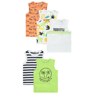 Lot de 5 débardeurs en coton à imprimés fantaisie 