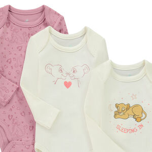 Pack de 3 bodies de manga larga Nala Disney para bebé niña 