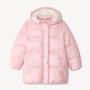 Chaqueta acolchada con capucha de tela iridiscente forrada de sherpa para niña  Main Chaqueta acolchada con capucha de tela iridiscente forrada de sherpa para niña
