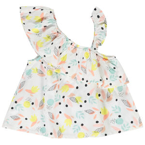 Túnica asimétrica estampada hojas niña 