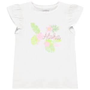 Camiseta de manga corta con volantes y estampado fantasía para niña  Main Camiseta de manga corta con volantes y estampado fantasía para niña