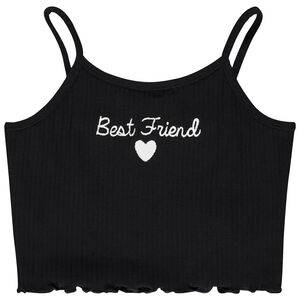 Camiseta sin mangas corta efecto acanalado con bordado para niña  Main Camiseta sin mangas corta efecto acanalado con bordado para niña
