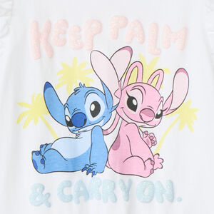 Camiseta de manga corta con volantes de Stitch y Angel de Disney para niña 