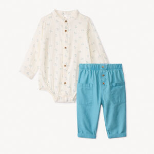 Ensemble 2 pièces avec body chemise pour bébé garçon 