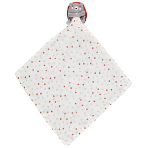 Doudou de terciopelo erizo con estampado de lunares para bebé niño 