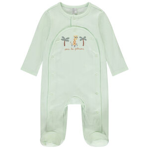 Pelele de canalé estampado jirafa/palmeras para bebé niño 