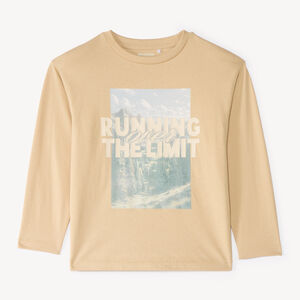 Camiseta de manga larga oversize con fotoprint de montaña para niño 