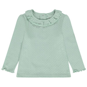 Camiseta de manga larga de punto calado para bebé niña 