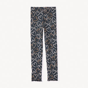 Caleçon long en maille côte imprimée fantaisie pour fille   Main Caleçon long en maille côte imprimée fantaisie pour fille