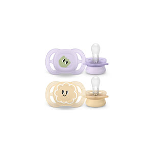 Lote de 2 chupetes silicona 0-2M Ultra Start 