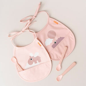 Babero bebé pack 2 uds Happy Clouds - Rosa 