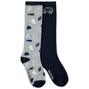 Pack de 2 pares de calcetines altos con estampado niño 