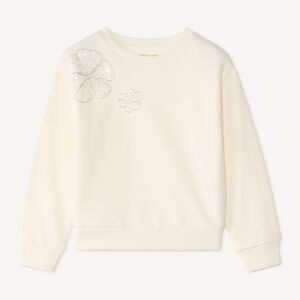 Sudadera para niñas de felpa con diseño de flores de perlas. 