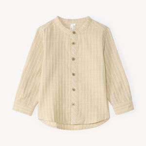 Camisa de niño de manga larga con cuello mao de tela a rayas 