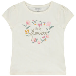 Camiseta manga corta con estampado de lentejuelas para niña 