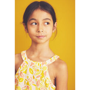 Vestido de tirantes con estampado floral retro niña 