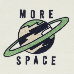 Camiseta manga corta con parche bordado de planeta para niño 