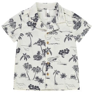 Camisa de manga corta con estampado de isla tropical para bebé niño 