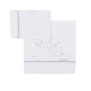 Juego de sábanas para cuna Spring blanco azul grisáceo 