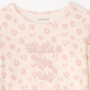 Pijama de 2 piezas de terciopelo para niña con estampado de leopardo. 
