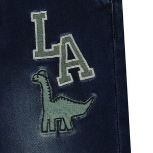 Pantalón jogger efecto denim con parche bordado de dinosaurio para bebé niño 