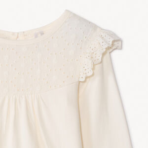 T-shirt manches longues uni à col marin brodé pour bébé fille 