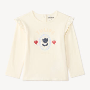 Camiseta de bebé de manga larga con volantes y estampado de tulipanes 
