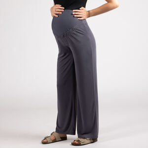 Pantalón ancho premamá liso con banda alta 