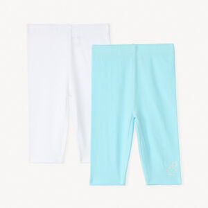 Conjunto de 2 pantalones capri lisos con flores doradas para niña bebé 