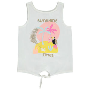 Camiseta sin mangas con estampado fantasía brillante para niña 