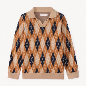 Pull manches longues motif argyle pour garçon   Main Pull manches longues motif argyle pour garçon