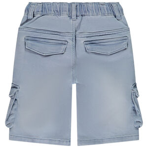 Bermuda efecto denim con bolsillos y embossing fantasía niño 