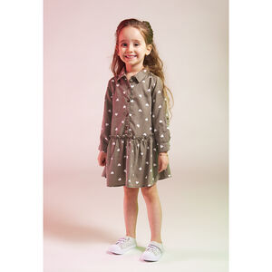 Vestido de manga larga en lyocell estampado de corazones para niña 