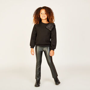 Sweat molleton avec gros nœud à strass pour fille  Main Sweat molleton avec gros nœud à strass pour fille