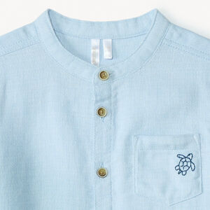 Camisa de manga corta con cuello mao y bordado de animales para bebé niño 