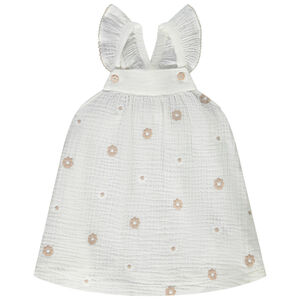 Tunique sans manches en double gaze broderies fleurs pour bébé fille 