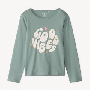 Camiseta de manga larga fantasía con purpurina para niña 