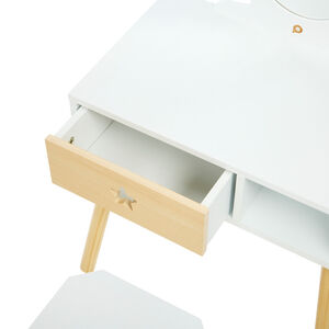 Mesita de tocador funcional con taburete de madera  Main Mesita de tocador funcional con taburete de madera