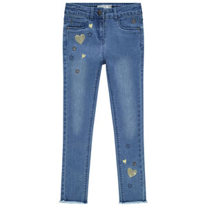Pantalones vaqueros skinny con corazones de lentejuelas para niña 