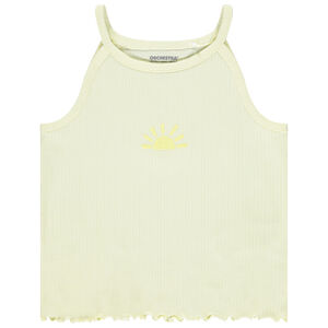 Camiseta corta acanalada con bordado para niña  Main Camiseta corta acanalada con bordado para niña