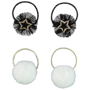 Pack de 4 gomas de pelo con purpurina para niña 