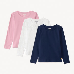 Lot de 3 t-shirts manches longues unis pour fille   Main Lot de 3 t-shirts manches longues unis pour fille