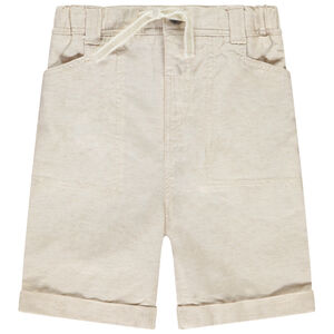 Bermuda de tela flameada unicolor para bebé niño 