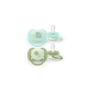 Pack de 2 chupetes de silicona ultra soft nocturno 0-6M - Verde/ kaki 