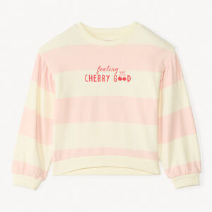 Sudadera de felpa rayada con estampado de fantasía para niña. 